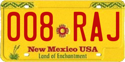 NM license plate 008RAJ