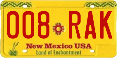 NM license plate 008RAK