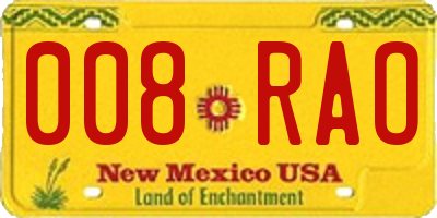 NM license plate 008RAO