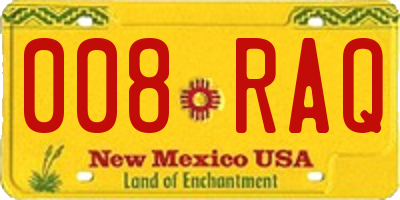 NM license plate 008RAQ