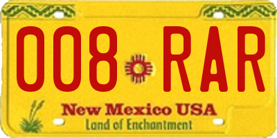 NM license plate 008RAR