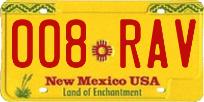 NM license plate 008RAV