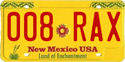 NM license plate 008RAX