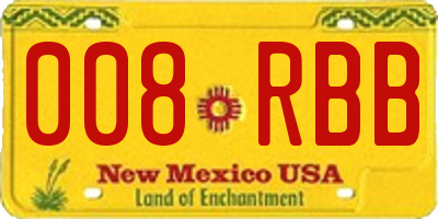 NM license plate 008RBB