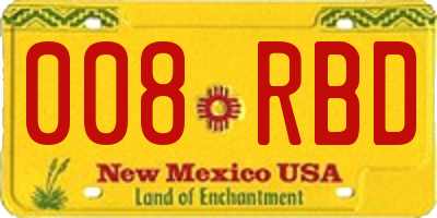 NM license plate 008RBD