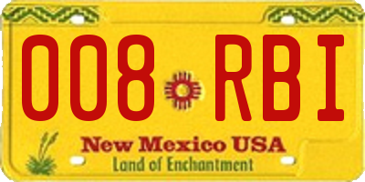 NM license plate 008RBI