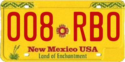 NM license plate 008RBO