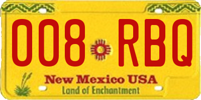 NM license plate 008RBQ