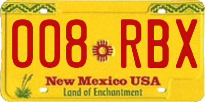 NM license plate 008RBX