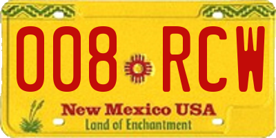 NM license plate 008RCW