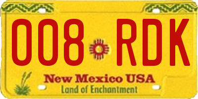 NM license plate 008RDK