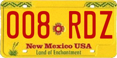 NM license plate 008RDZ