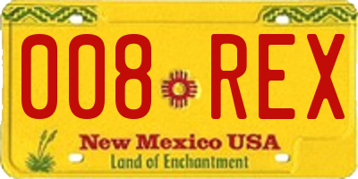 NM license plate 008REX