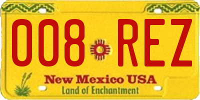NM license plate 008REZ