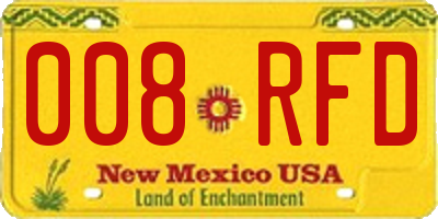 NM license plate 008RFD