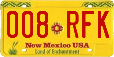 NM license plate 008RFK