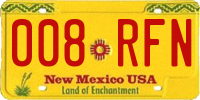NM license plate 008RFN