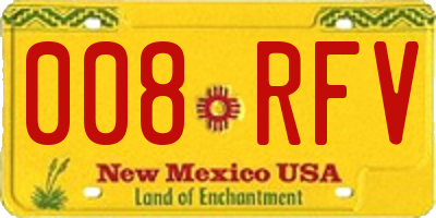 NM license plate 008RFV