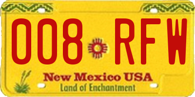 NM license plate 008RFW