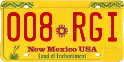 NM license plate 008RGI