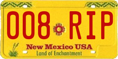 NM license plate 008RIP
