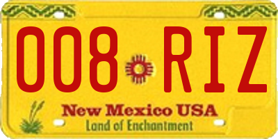 NM license plate 008RIZ