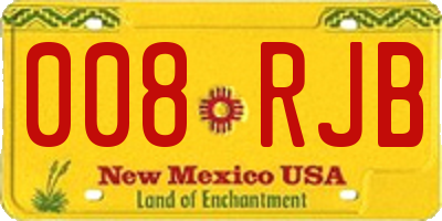 NM license plate 008RJB