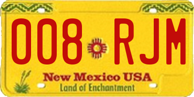 NM license plate 008RJM