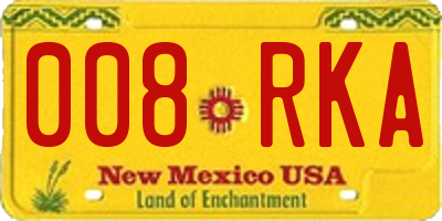 NM license plate 008RKA