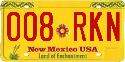 NM license plate 008RKN