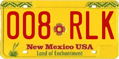 NM license plate 008RLK