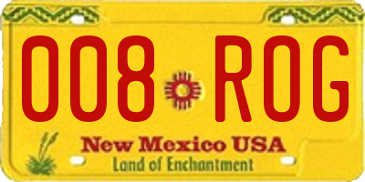 NM license plate 008ROG