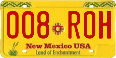 NM license plate 008ROH