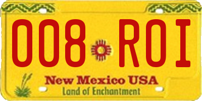 NM license plate 008ROI