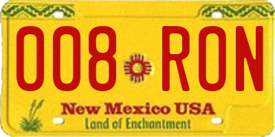NM license plate 008RON