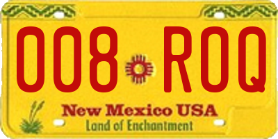 NM license plate 008ROQ