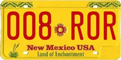 NM license plate 008ROR