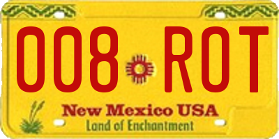 NM license plate 008ROT