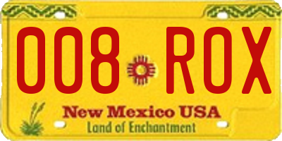 NM license plate 008ROX