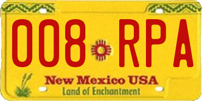 NM license plate 008RPA
