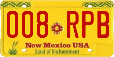 NM license plate 008RPB