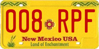 NM license plate 008RPF