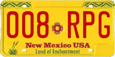 NM license plate 008RPG