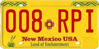 NM license plate 008RPI