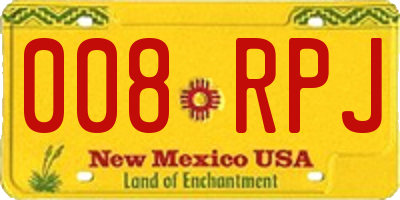 NM license plate 008RPJ