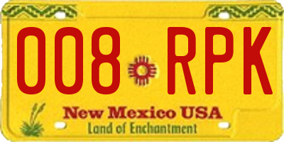 NM license plate 008RPK