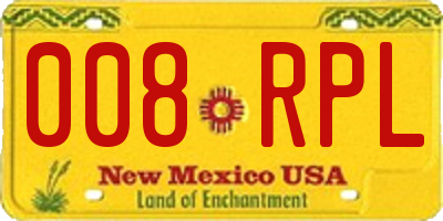 NM license plate 008RPL