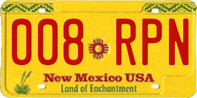 NM license plate 008RPN