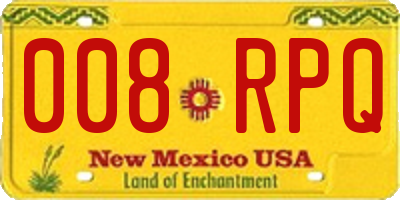 NM license plate 008RPQ