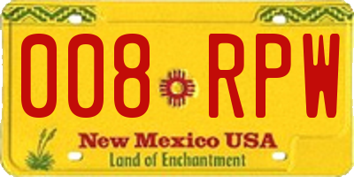 NM license plate 008RPW